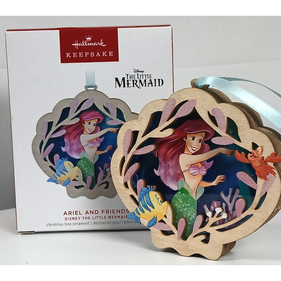 Hallmark Disney Ornament The Little Mermaid Ariel & Friends Wood Figure - Picture 1 of 11